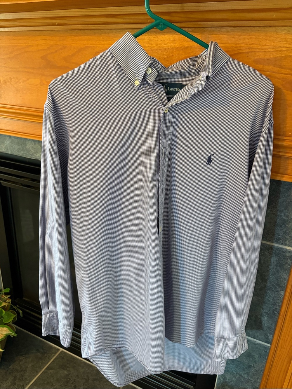 Ralph Lauren Blue and White Micro-Check Button-Down Shirt